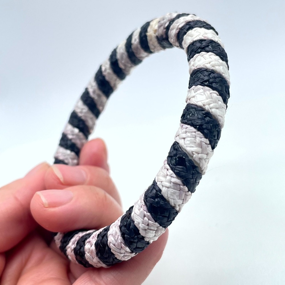 Bohemian Black White Eco-Chic Thin Woven Braided Rope-Style Bangle Bracelet - Picture 11 of 14